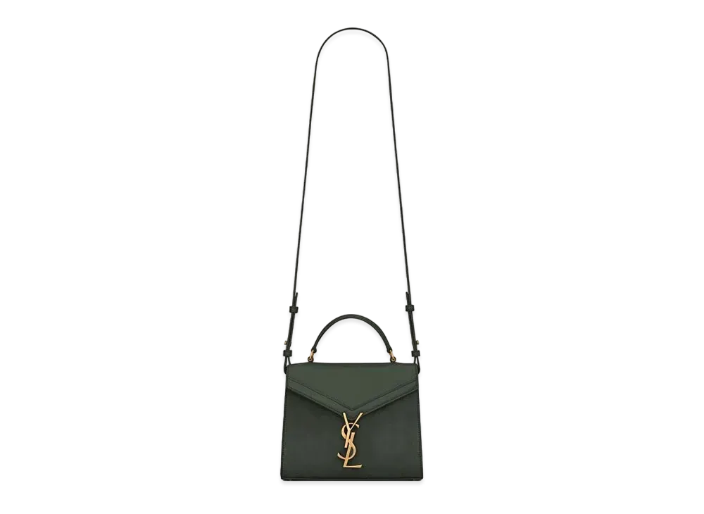 Saint Laurent Cassandra Mini Top Handle Bag In Box Saint Laurent Leather And Suede "Dark Green"