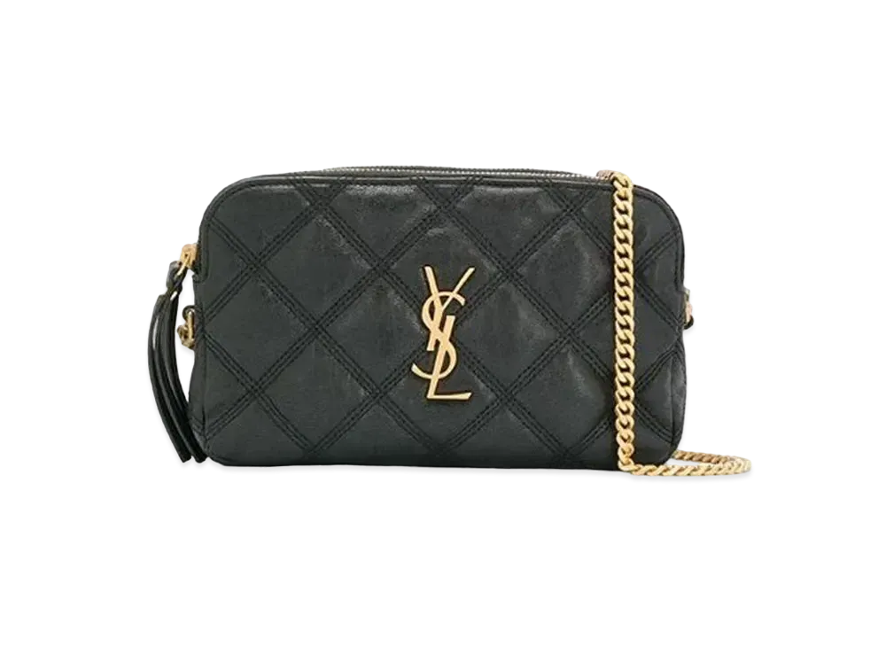 Saint Laurent Becky Double-Zip Pouch In Quilted Lambskin "Black"
