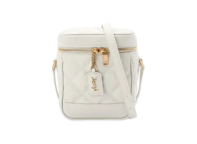Saint Laurent 80'S Vanity Bag In Carre-Quilted Grain De Poudre Embossed Leather "Vintage White"