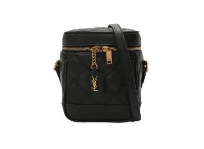 Saint Laurent 80'S Vanity Bag In Carre-Quilted Grain De Poudre Embossed Leather "Black"