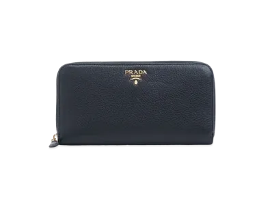 PRADA Vitello Grain Leather Long Wallet "Black"