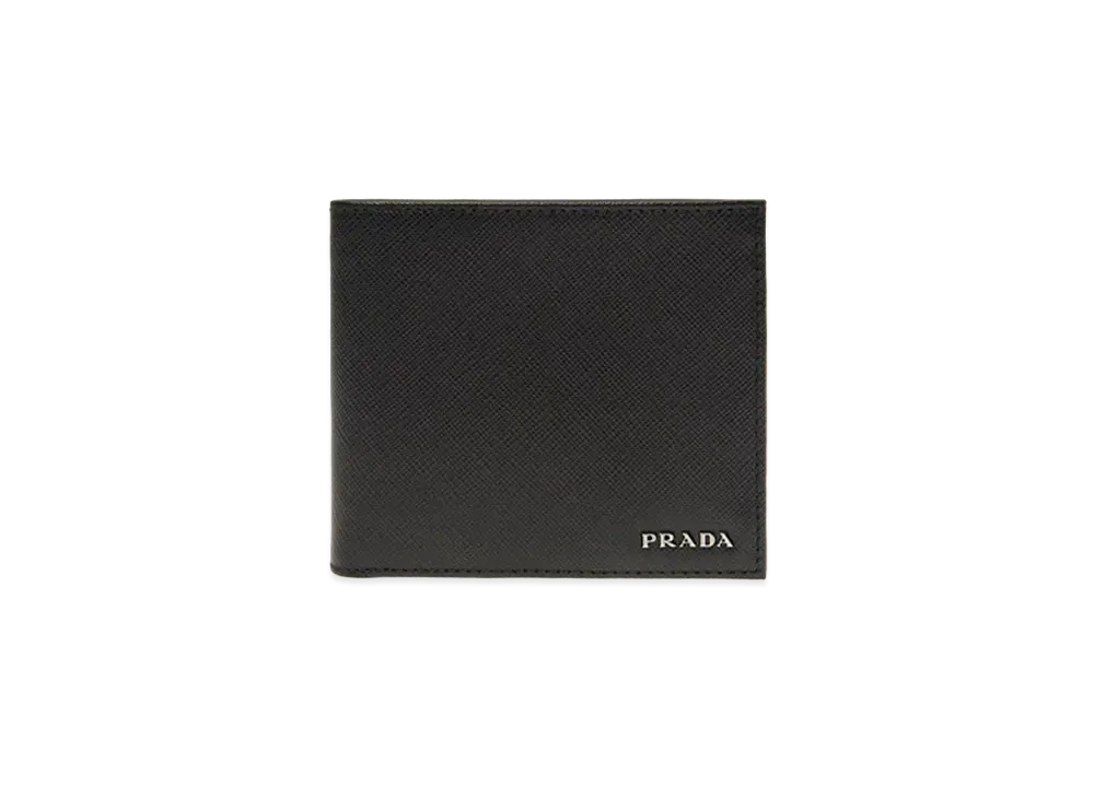 PRADA Saffiano Leather Wallet "Black/Mercurio Grey"