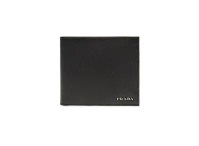 PRADA Saffiano Leather Wallet "Black/Mercurio Grey"