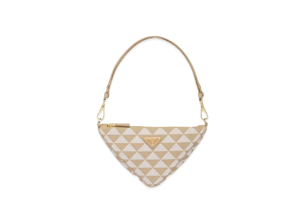 PRADA Embroidered Jacquard Fabric Mini Bag "Beige/Chalk White"