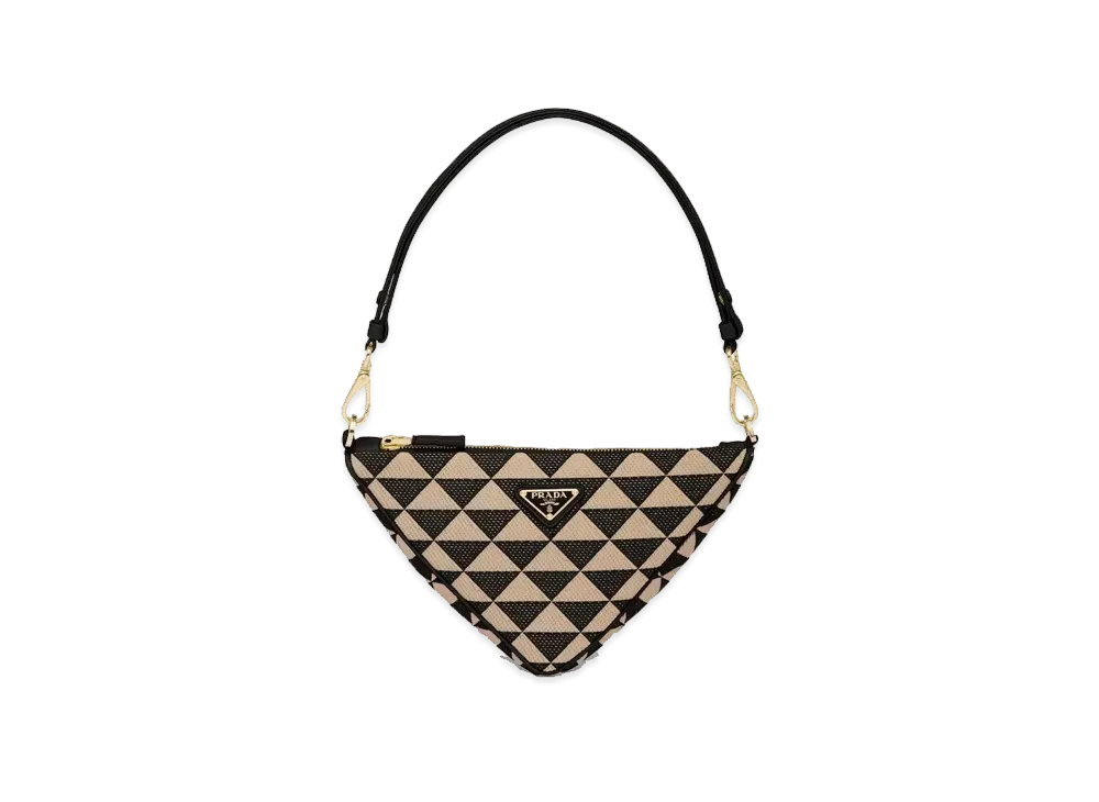 PRADA Embroidered Jacquard Fabric Mini Bag "Black/Beige"