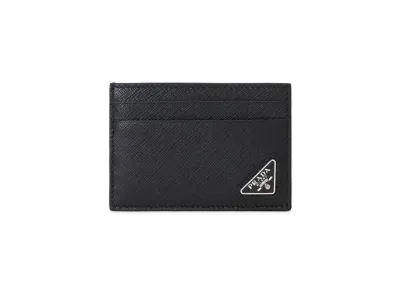 PRADA Saffiano Leather Money Clip Card Holder "Black"