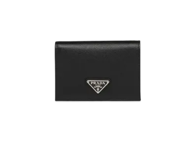 PRADA Saffiano Leather Triangle Logo Wallet "Black"