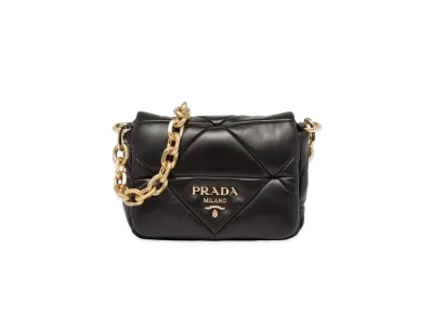 PRADA System Nappa Patchwork Shoulder Bag "Black"