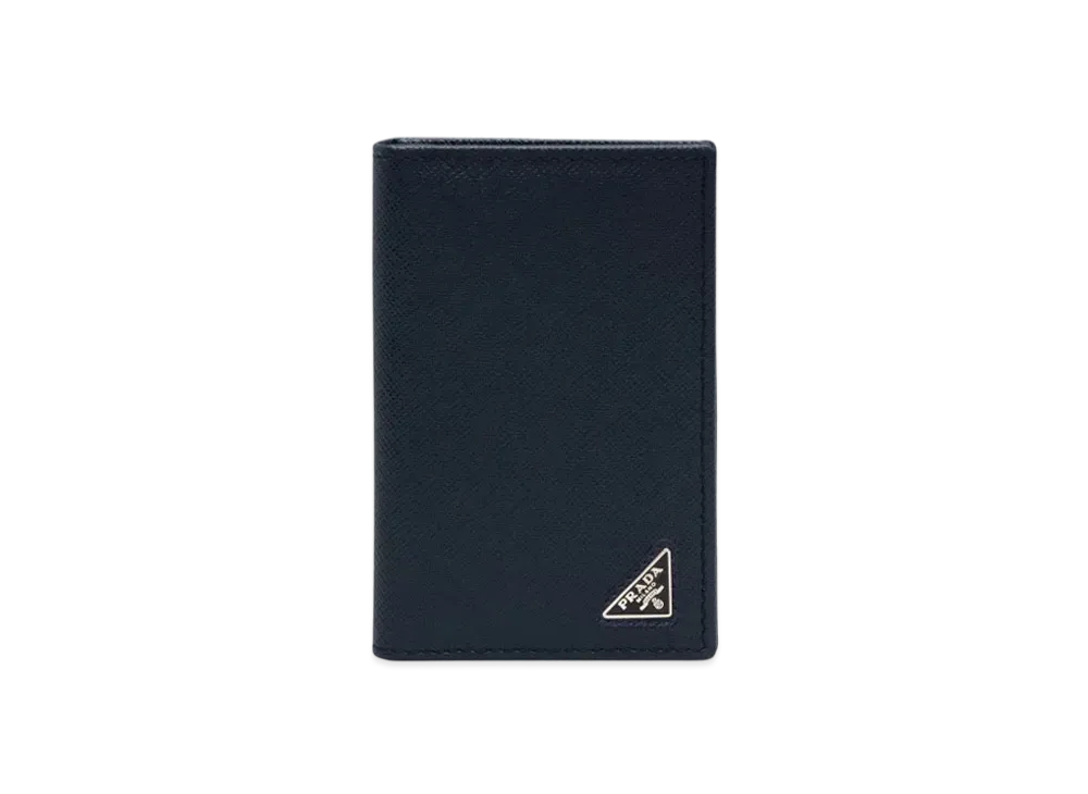 PRADA Saffiano Leather Card Holder "Baltic Blue"