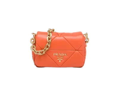 PRADA System Nappa Patchwork Shoulder Bag "Orange"