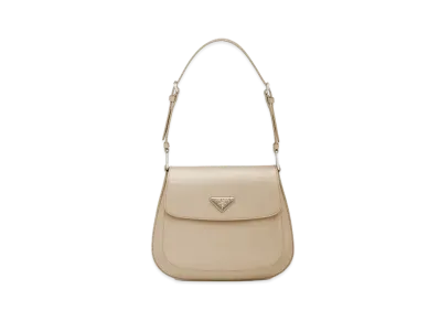 PRADA Cleo Brushed Leather Shoulder Bag Desert Beige