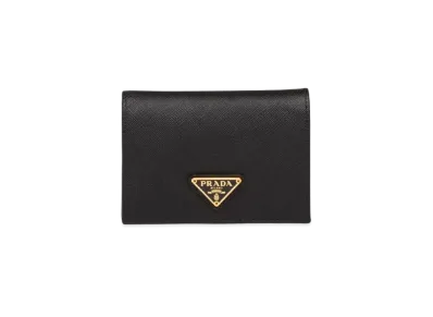 PRADA Saffiano Leather Triangle Logo Wallet "Black"