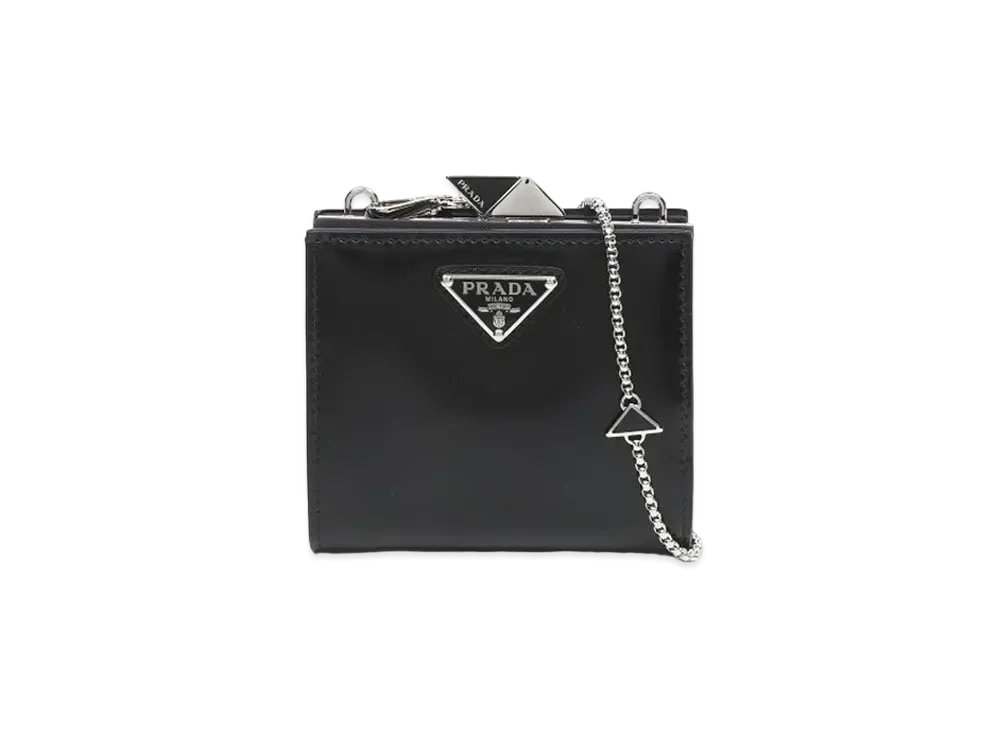 PRADA Small Brushed Leather Wallet "Black"
