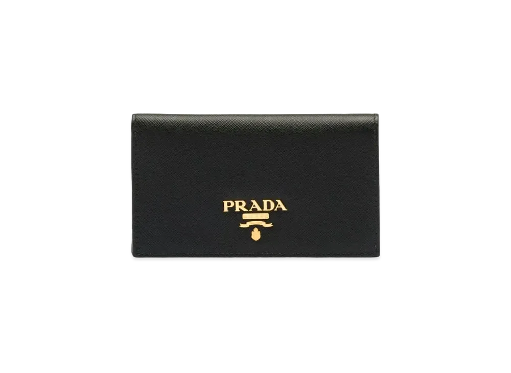 PRADA Saffiano Leather Metal Logo Card Holder "Black"