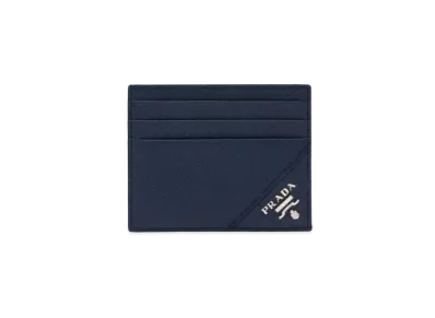 PRADA Saffiano Leather Card Holder "Baltic Blue"