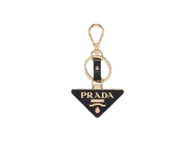 PRADA Saffiano Leather And Metal Keychain "Black"