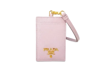 PRADA Saffiano Leather Badge Holder "Alabaster Pink"