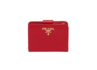 PRADA Saffiano Metal Logo Wallet "Fiery Red"