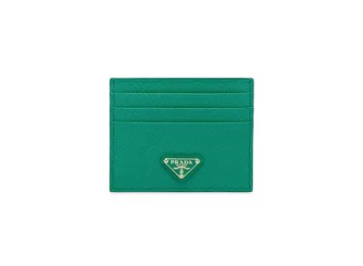 PRADA Saffiano Triangle Card Holder "Green"