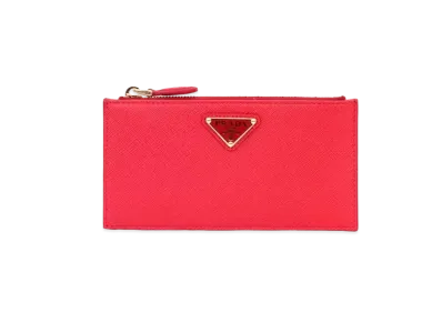 PRADA Saffiano Leather Card Holder "Fiery Red"