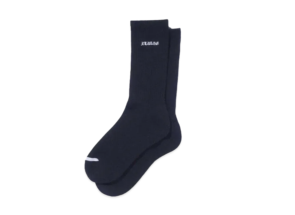 XLARGE OLD ENGLISH EMB. SOCKS "BLACK"