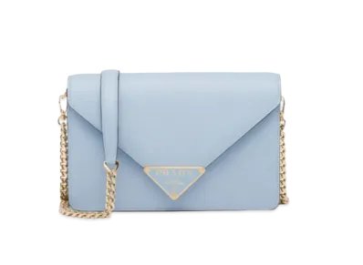 PRADA Saffiano Leather Shoulder Bag "Light Blue"
