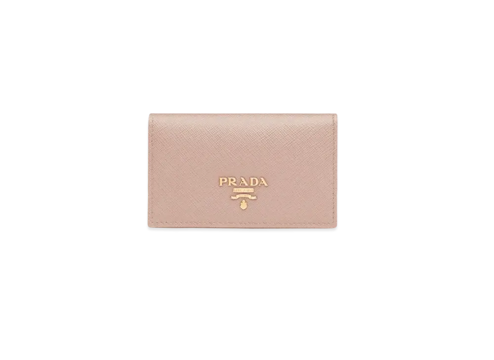 PRADA Saffiano Leather Card Holder "Powder Pink"