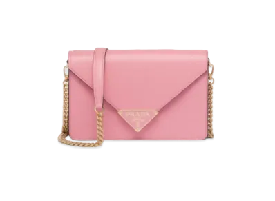 PRADA Saffiano Leather Shoulder Bag "Petal Pink"