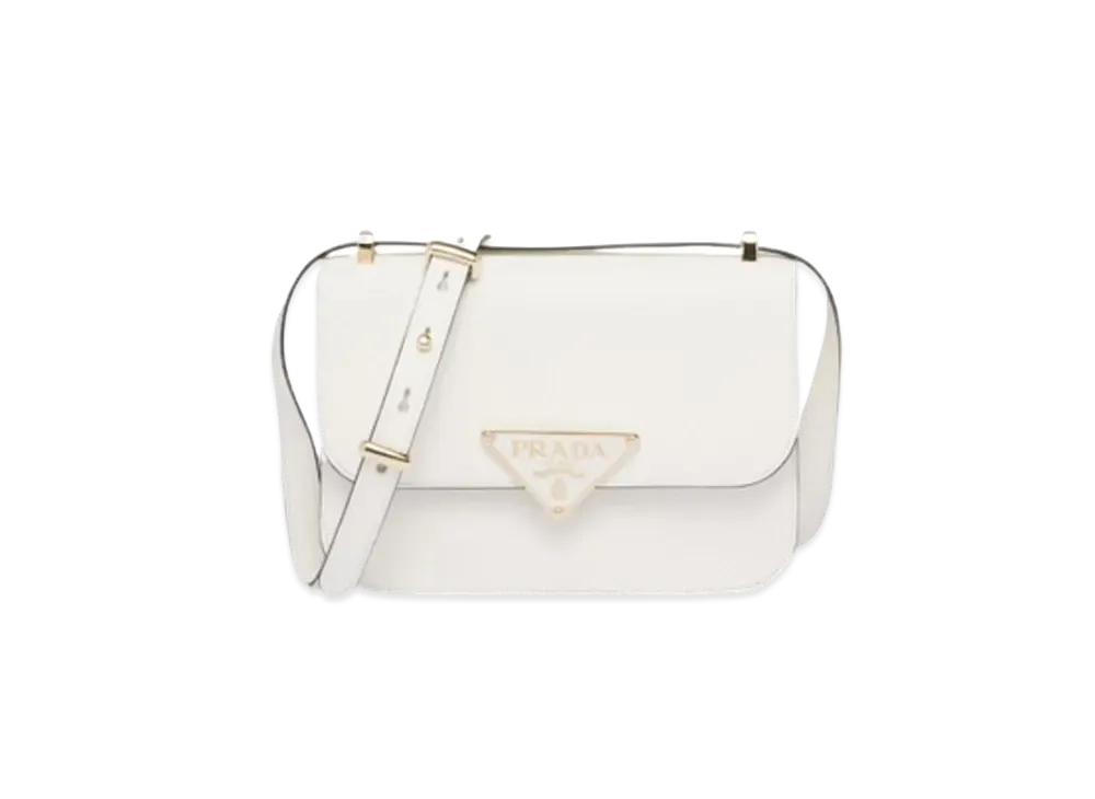 PRADA Embleme Saffiano Shoulder Bag "White"