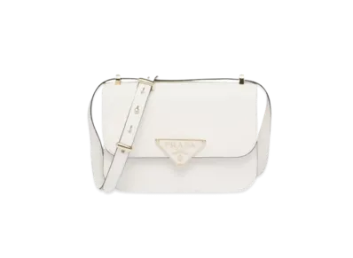 PRADA Embleme Saffiano Shoulder Bag "White"