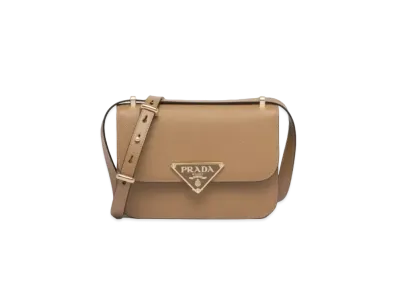 PRADA Embleme Saffiano Shoulder Bag "Sand Beige"