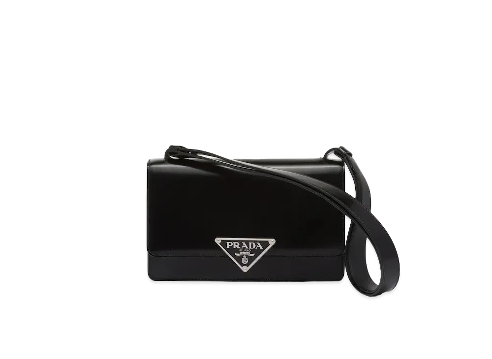 PRADA Embleme Brushed Leather Bag "Black"