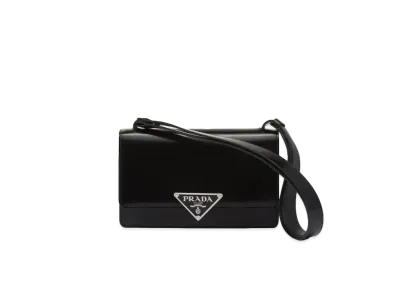 PRADA Embleme Brushed Leather Bag "Black"