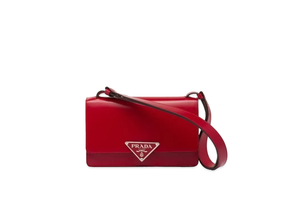 PRADA Embleme Brushed Leather Bag "Scarlet"