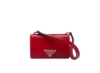 PRADA Embleme Brushed Leather Bag "Scarlet"
