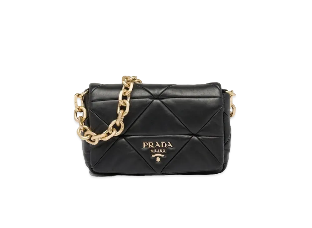 PRADA System Nappa Patchwork Shoulder Bag "Black"