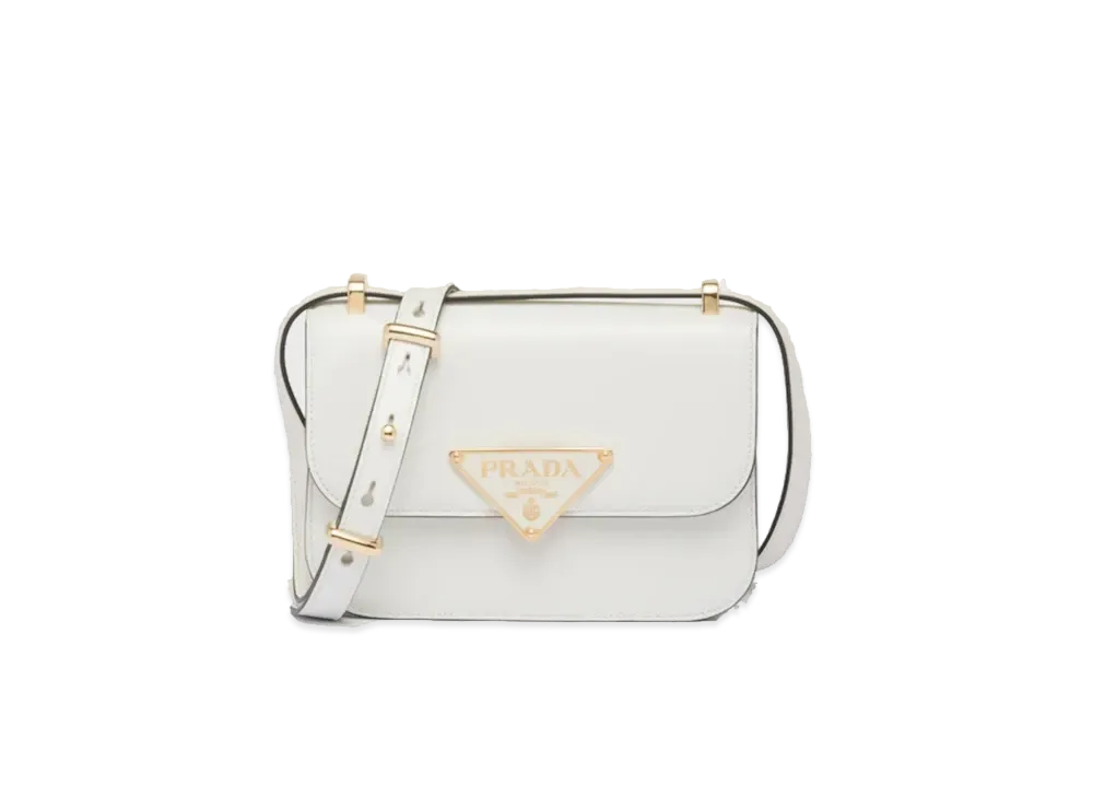 PRADA Embleme Leather Bag White