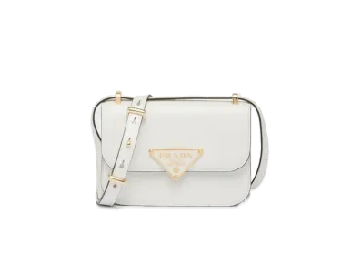 PRADA Embleme Leather Bag White
