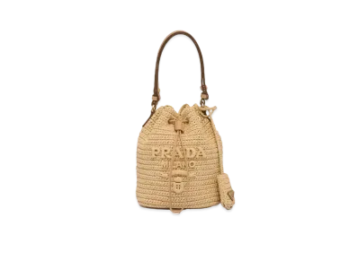 PRADA Crochet Leather Mini Bucket Bag "Natural"