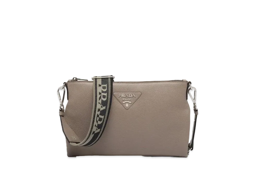 PRADA Leather Shoulder Bag "Clay Grey"
