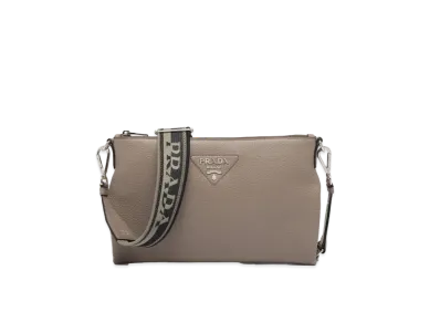 PRADA Leather Shoulder Bag "Clay Grey"