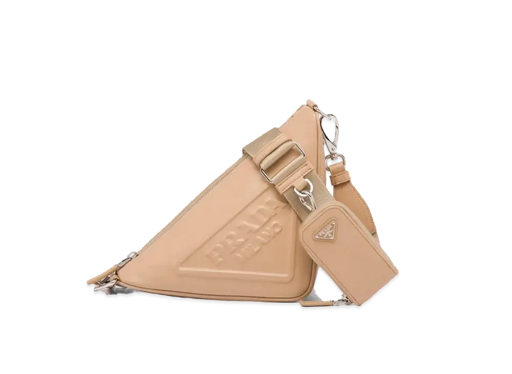 PRADA Triangle Leather Shoulder Bag "Sand Beige"