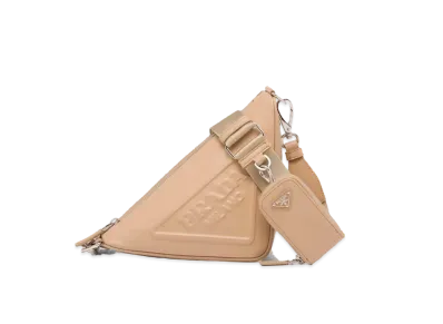 PRADA Triangle Leather Shoulder Bag "Sand Beige"