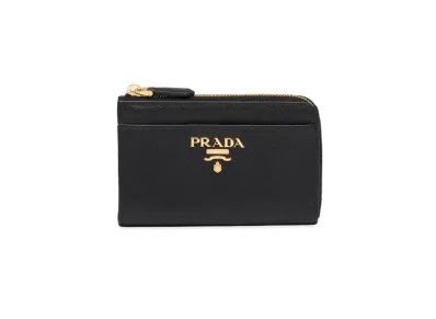 PRADA Saffiano Leather Metal Logo Key Case "Black"