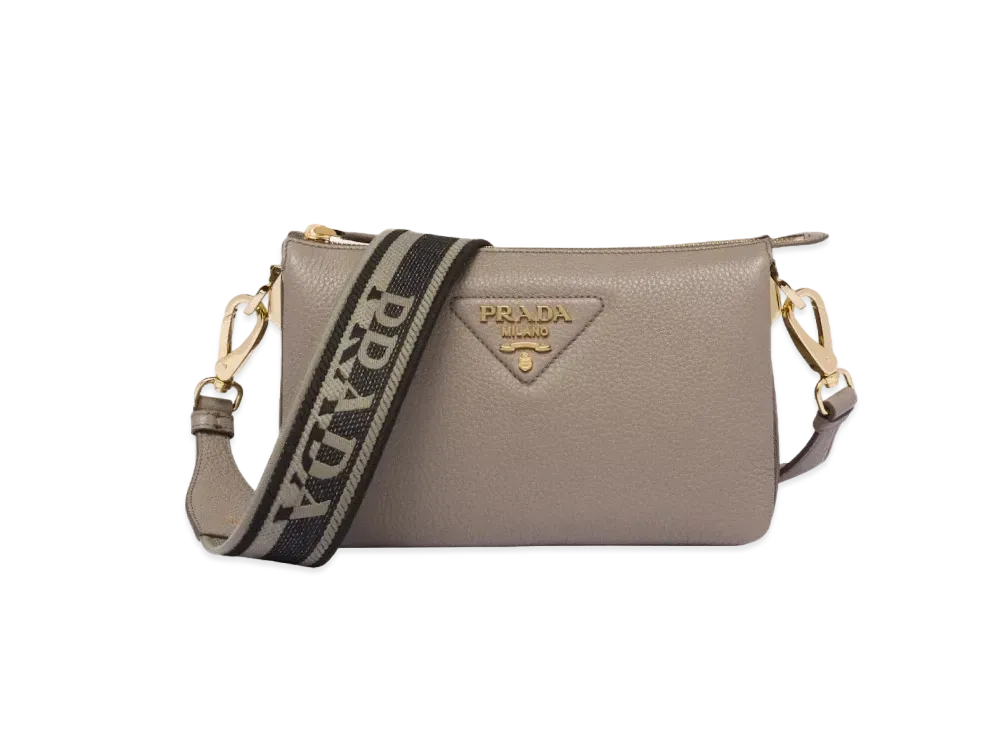 PRADA Leather Shoulder Bag "Grey"