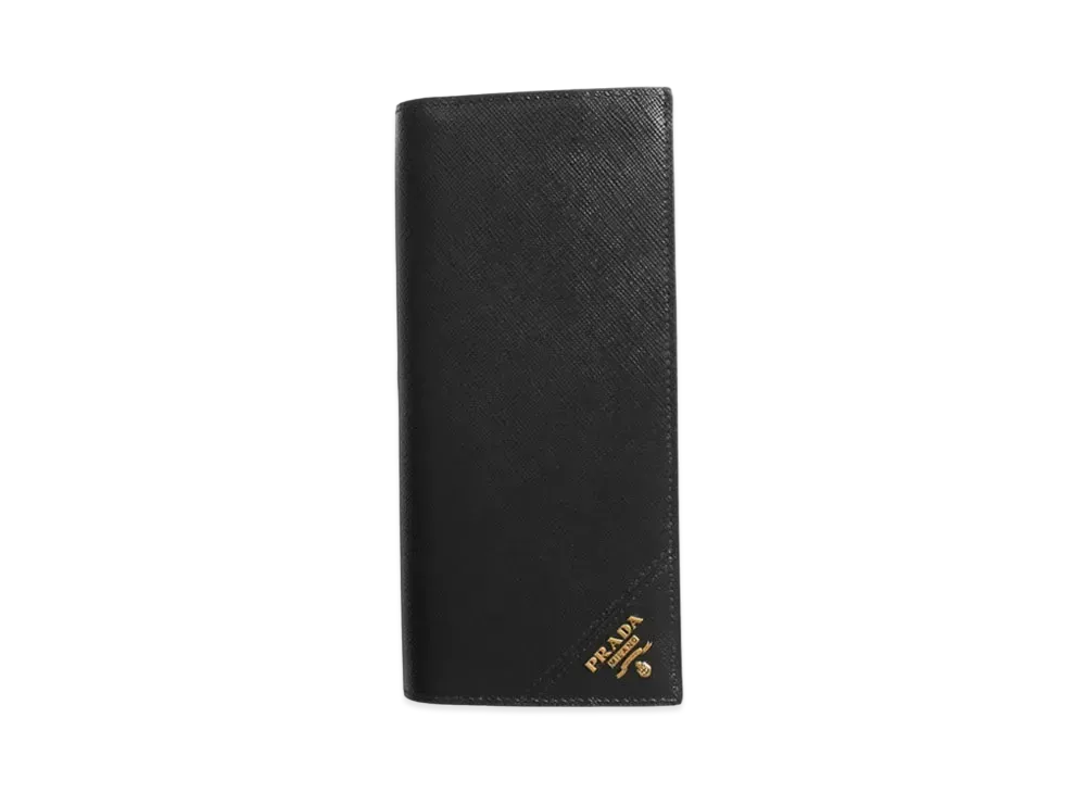 PRADA Saffiano Leather Long Wallet "Black/Gold"
