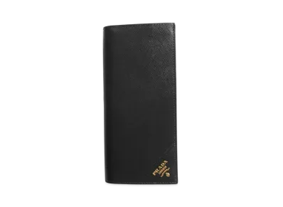PRADA Saffiano Leather Long Wallet "Black/Gold"