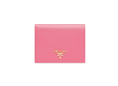 PRADA Small Saffiano Leather Wallet "Peony Pink"