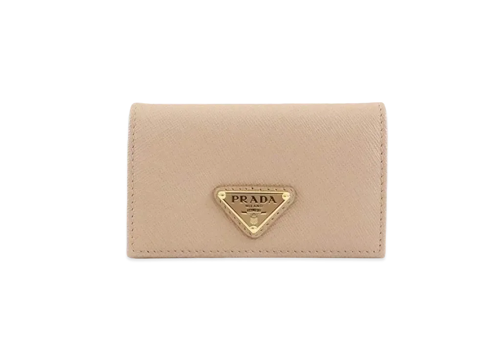 PRADA Saffiano Leather Triangle Logo Card Holder "Powder Pink"