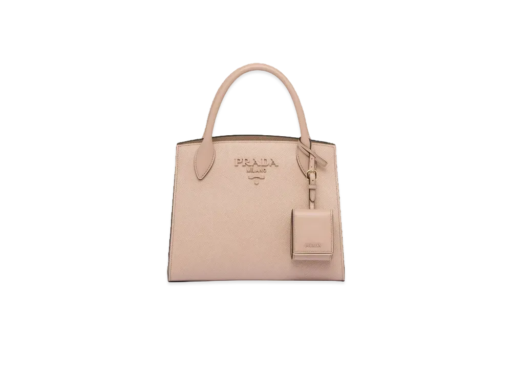 PRADA Monochrome Small Saffiano Bag "Powder"